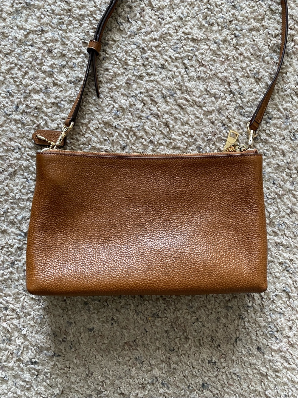 Coach Pebbled Leather Crossbody Purse in Chestnut Brown with Gold Hardware - Picture 12 of 16